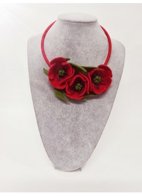 Colier lana impaslita , unicat, handmade, Maci Rosii