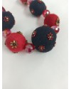 Colier margele lana impaslita si coconi matase, unicat, handmade,Rosu Negru