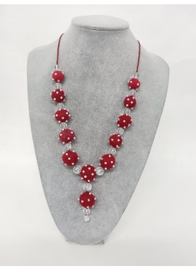 Colier margele din lana impaslita,  unicat, handmade, Rosu