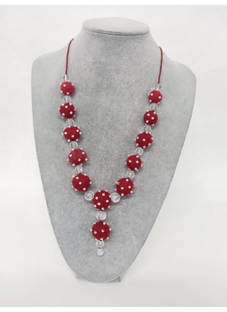 Colier margele lana impaslita,  unicat, handmade, Rosu