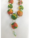 Colier margele lana impaslita, unicat, handmade, Verde Portocaliu Colier margele lana impaslita, unicat, handmade, Verde Portocaliu