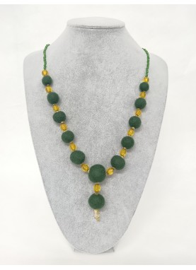 Colier margele lana impaslita, unicat, handmade, Verde