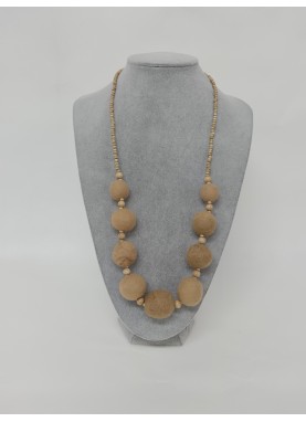 Colier margele din lana impaslita , unicat, handmade, Cappuccino