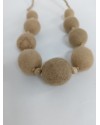 Colier margele lana impaslita , unicat, handmade, Cappuccino