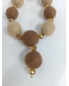 Colier margele lana impaslita, unicat, handmade, Capuccino- Maro