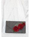 Geanta plic din lana impaslita, unicat, handmade, Trandafirii