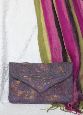 Geanta plic din lana impaslita, unicat, handmade, Multicolor