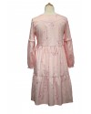 Rochie cu volane si broderie, roz, marimea 42