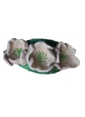 Clama de par din lana impaslita, unicat,  handmade, Maro-Verde